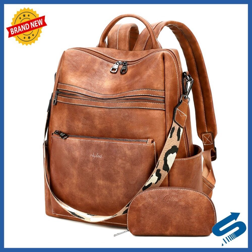 Vegan Leather Laptop Backpack Work Travel College Minimal Chic Elegant Style